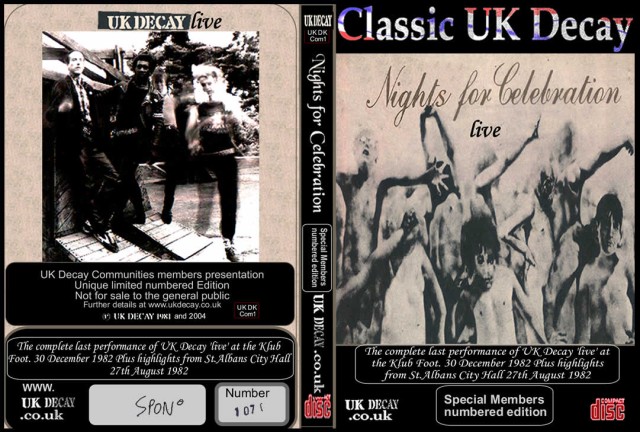 Nights for celebration cover 
(UK/DK Com 1)
'Special Members Edition' released Dec 2004. CD released in a DVD jacket.
Front and back cover.