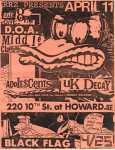 10th Street San Fransisco 11/04/81 RRZ UK Decay,DOA, Black Flag, Social Unrest
