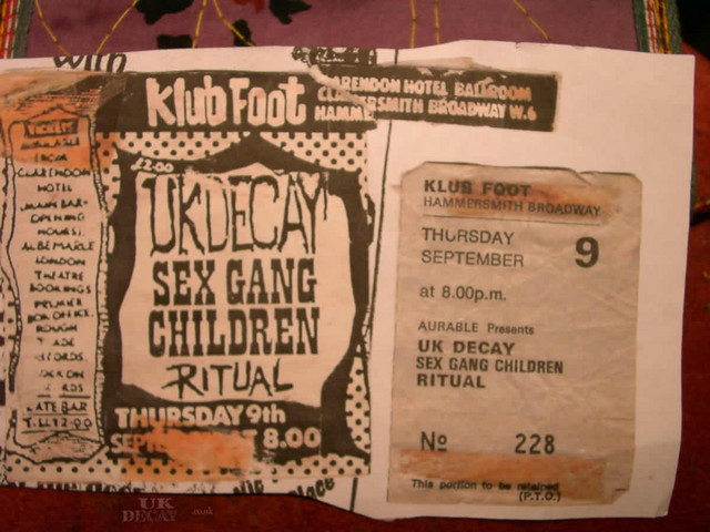 Klub foot ticket 09/09/1982
(courtesy of Fish)