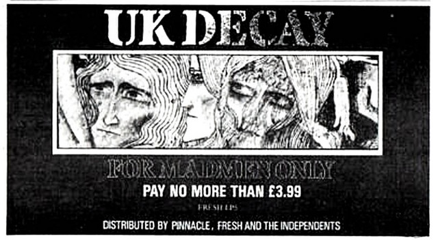 UK Decay ad For Madmen Only Album 