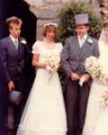 mark cottle's wedding ...
The other photo was taken at Mark�s wedding in Cumbria in 1983, which I attended along with Steve Harle (who was the best man) and Abbo.  This photo shows from the left Steve Harle  (in top hat & tails!) .."Anee"...