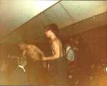 Battery Park on stage at Bletchley compass club April 1981 'Soggy' with the brases (Fictitious Drummer)